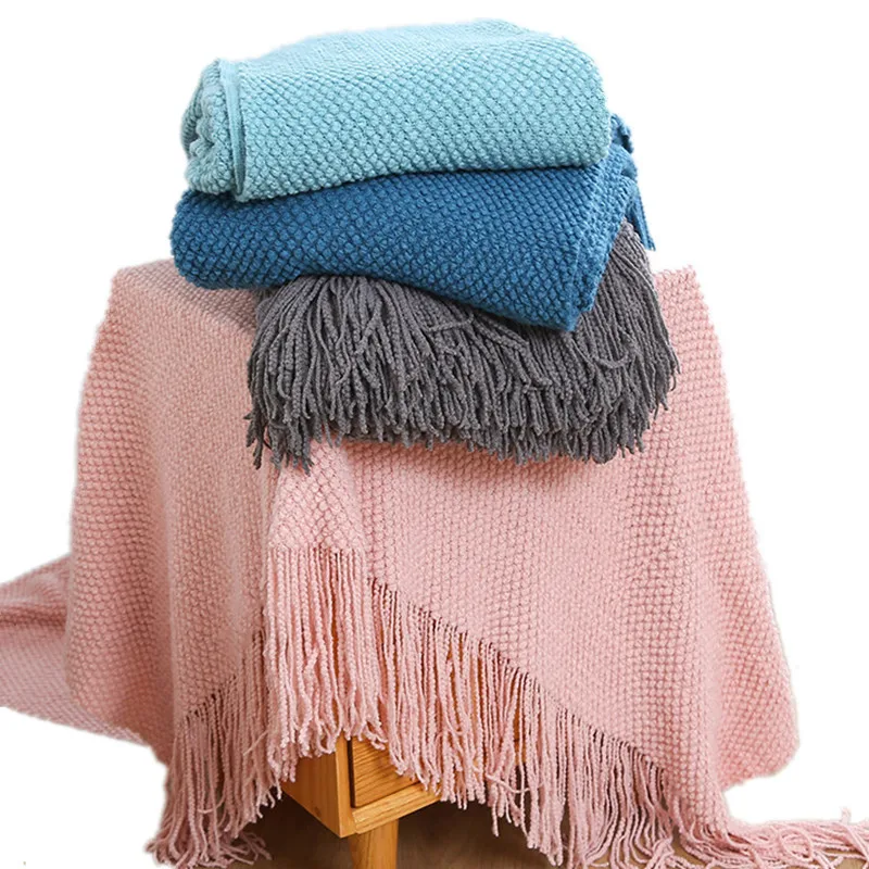 Sofa-Blanket-Beanie-Knitted-Raschel-Blanket-for-Office-Hotel-Bedside-Waffle-Air-Conditioning-for-Lunch-Break-Nap