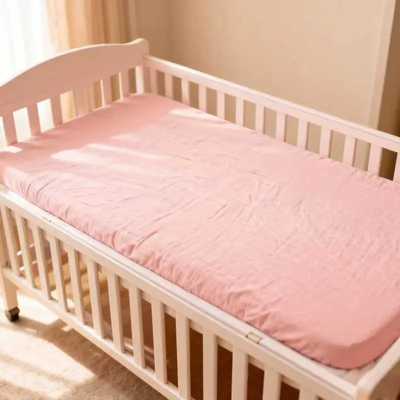 Soft-100-Cotton-Crepe-Crib-Fitted-Sheet-Waterproofing-Breathable-Muslin-Baby-Mattress-Cover-All-Season-Customizable-Factory