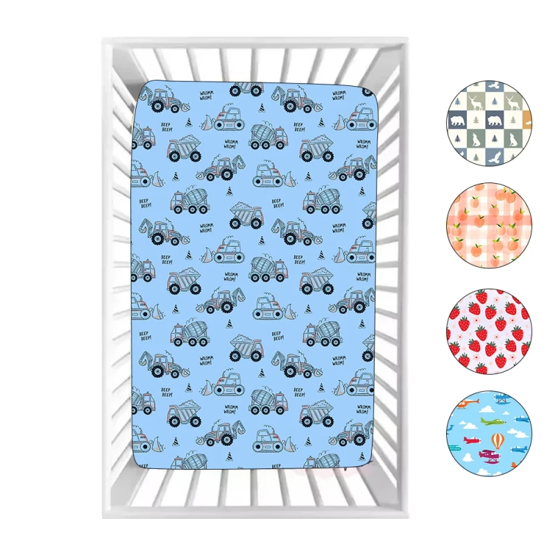 Soft-Bamboo-Fabric-Baby-Crib-Sheet-Set-with-Cartoon-Comforter-Cover-Designed-for-Standard-Cribs-Toddlers-Bedding