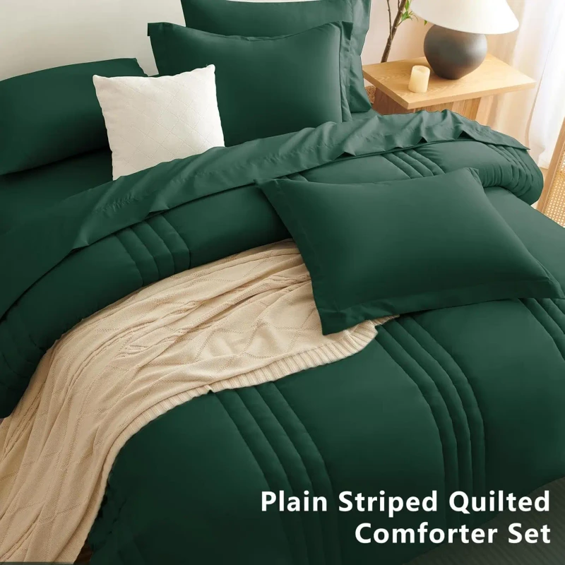 Soft-Bedding-Set-with-Down-Alternative-Comforter-Sheets-Pillowcases-Shams-All-Seasons-Bed-7-Pieces-Sets