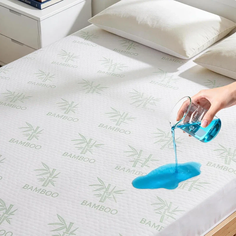 Soft-Breathable-Bedding-Sleep-Cooling-Waterproof-Bamboo-Mattress-Protector