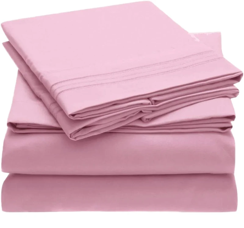 Soft-Brushed-Polyester-Microfibre-4-Piece-Bedding-Set-Fitted-Sheet-Pillowcases-Machine-Washable-Customizable-for-Home