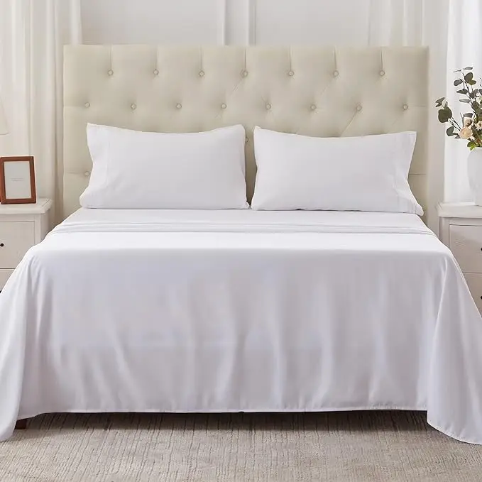 Soft-Cotton-Bed-Sheet-Set-Comfortable-Fitted-Home-and-Hospital-Use-Available-in-Single-Double-Twin-Sizes-Solid-Color-Bedding