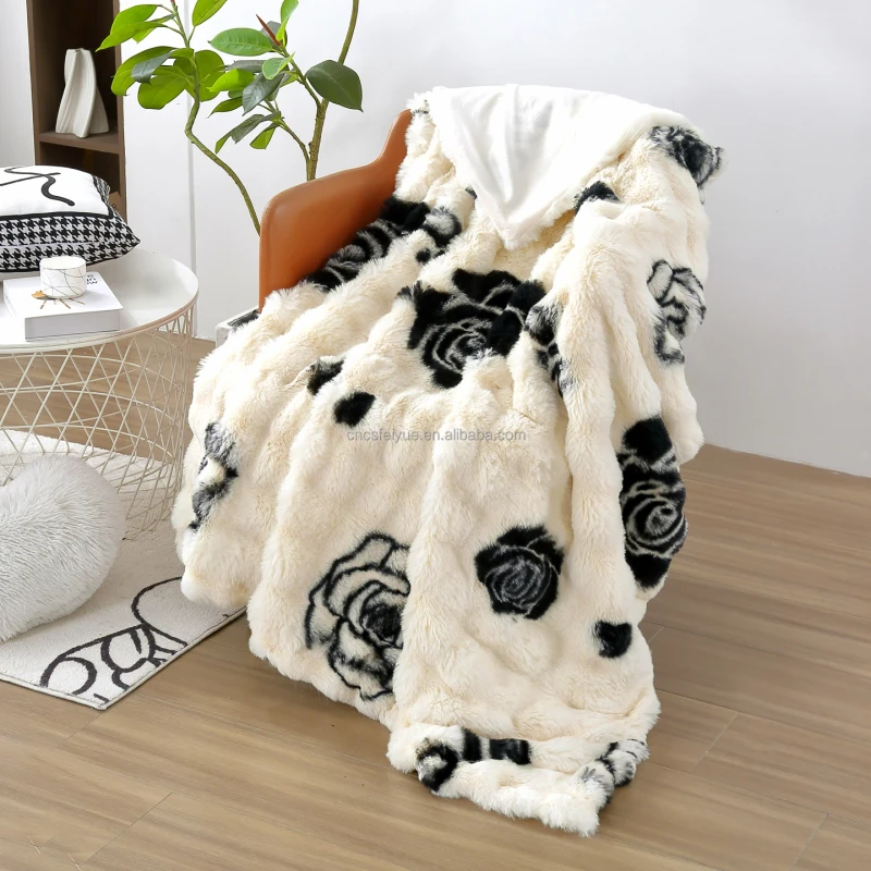 Soft-Fleece-Raschel-Blanket-Solid-Pattern-Woven-Four-Seasons-Portable-Airplane-Use