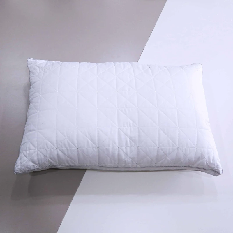 Soft-Fluffy-Queen-Size-Bed-Pillows-Neck-Support-Solid-Pattern-Gusseted-Design-Polyester-Microfiber-Filling-Sleeping-Comfort