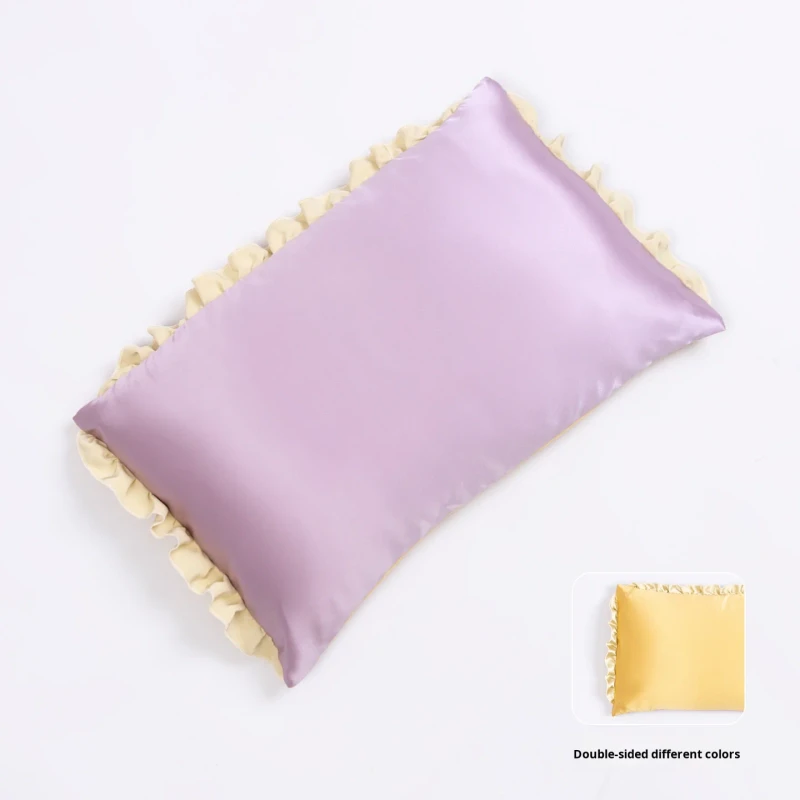 Soft-Mulberry-Silk-Pillow-Double-Sided-Modern-Childrens-Playful-Ruffled-Pillow-Buckwheat-Shell-Breathable-Filling-Neck-Support