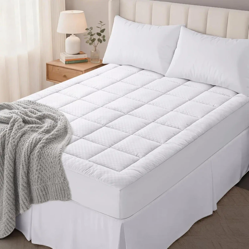 Soft-Pillow-Mattress-Topper-Comfort-Mattress-Cover-Machine-Washable-Pocket-Mattress-Protector-Quilted-Fitted-Mattress-Pad