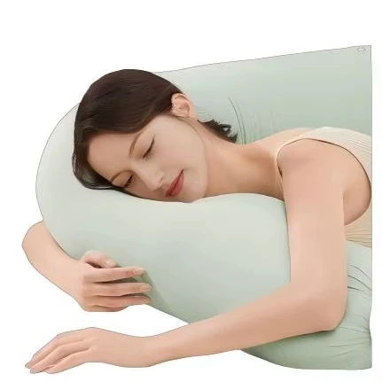 Soft-Pink-Cotton-Full-Body-Pregnancy-Pillow-for-Maternity-with-Belly-Support-to-Alleviate-Discomfort