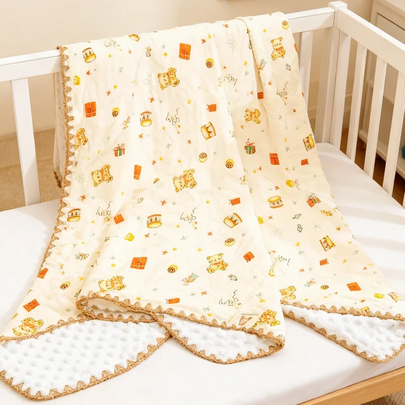 Soft-Plush-Minky-Dot-Cotton-Crepe-Cartoon-Newborn-Baby-Blanket-OEM-ODM-Custom-Print-Swaddle-Stroller-Cover-300tc-All-Season