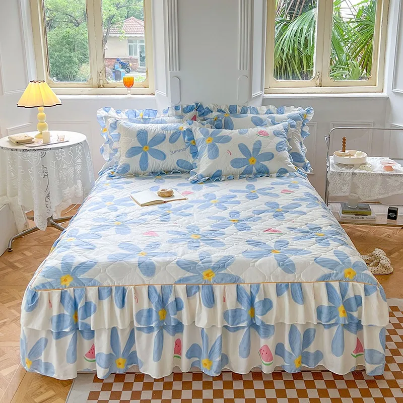 Soft-Skin-Friendly-Polyester-300tc-Washable-40-count-Bed-Skirt-Large-Floral-Print-Customizable-4-Piece-Bedding-Set-for-Home-2