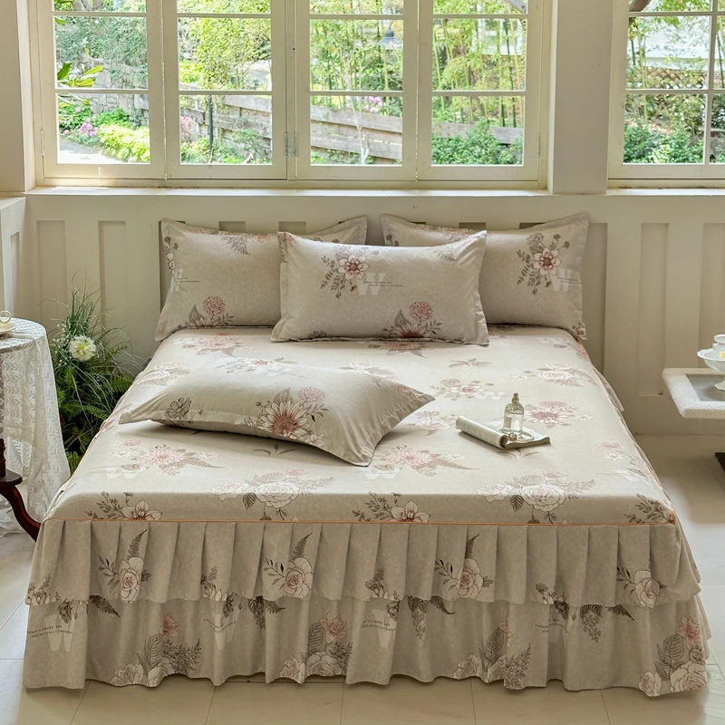 Soft-Skin-Friendly-Polyester-300tc-Washable-Bed-Skirt-with-Large-Floral-Print-Customizable-4-Piece-Bedding-Set-1
