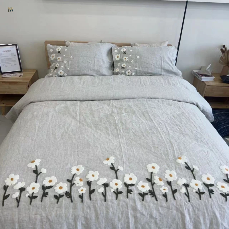 Soft-Washed-Simple-100-Pure-Linen-Embroidered-Bedding-Set-Four-Pieces-Nordic-Style-Bedsheet-Bedding-Set