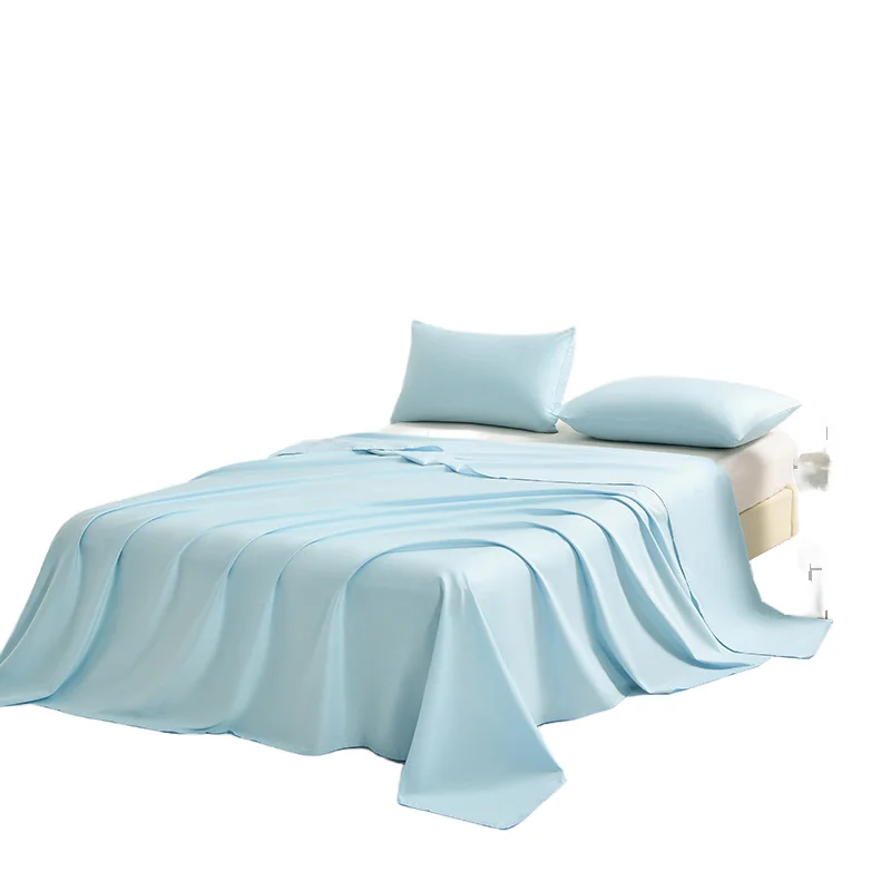 Solid-Color-100-Cotton-Bed-Sheet-Set-300tc-Customizable-Label-Bed-Sheet-and-Pillowcase-Three-Piece-Set