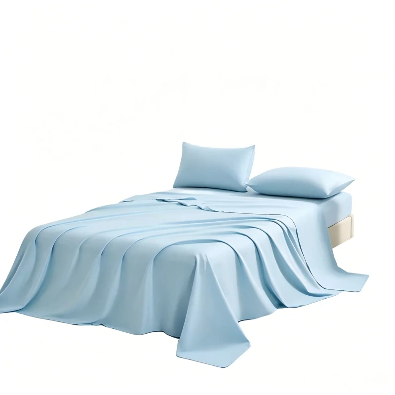 Solid-Color-100-Polyester-4PCS-Bedding-Set-Contains-Flat-Sheet-Fitted-Sheet-and-Pillowcases-All-Season-Home-Bedroom-Bedding