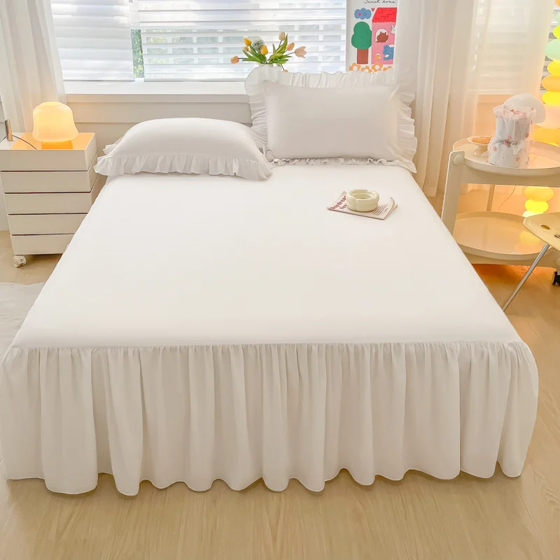 Solid-Color-Bed-Skirt-Ruffle-Bed-Valance-Elegant-Bedding-Decoration