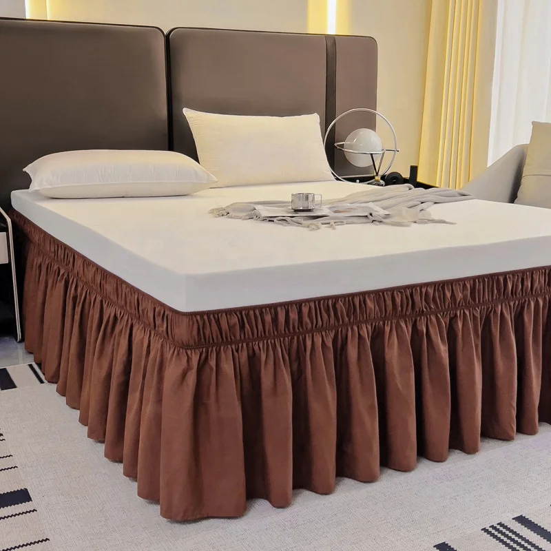 Solid-Color-Fitted-Microfiber-Polyester-Bed-Skirt-200TC-Washable-American-Style-for-Twin-to-King-Sizes-Home-Use