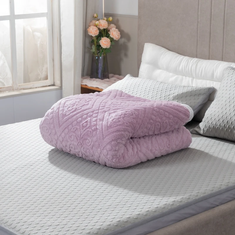 Solid-Color-High-Weight-Double-Layered-Drawstring-Edge-Lamb-Fleece-Blanket-Thick-Warm-Office-Nap-Blanket