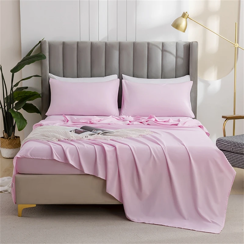Solid-Color-Microfiber-Bed-Sheet-Set-Quality-Fitted-Flat-Adults-Twin-Sizes-Breathable-Plain-Design-Home-Hotel-Use-Available-King