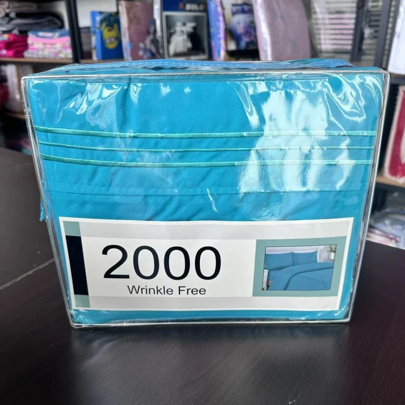 Solid-Color-Polyester-Fitted-Sheet-4-Pieces-Full-Size-Fitted-and-Flat-Sheets-for-Bed-Fitting-Sheets-Draps-De-Lit-En-Gros