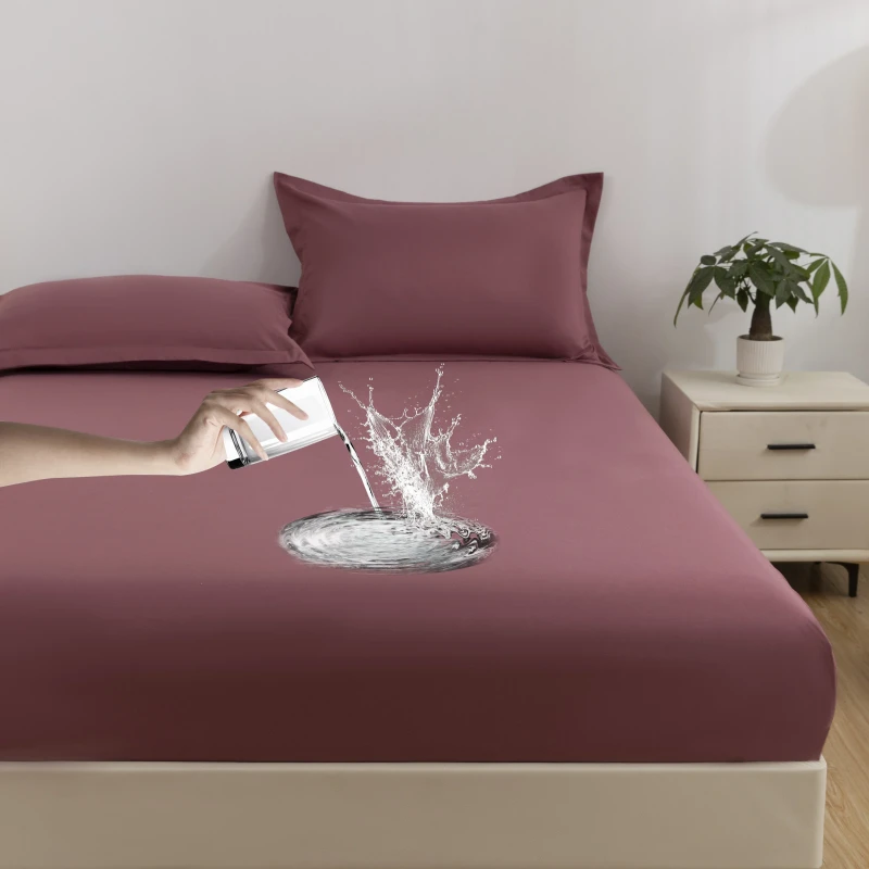 Solid-Color-Queen-Size-Knitted-Waterproof-Mattress-Protector-Bedding-Set-3-Pcs-Anti-Bacteria-Machine-Washable-Fitted-Sheets