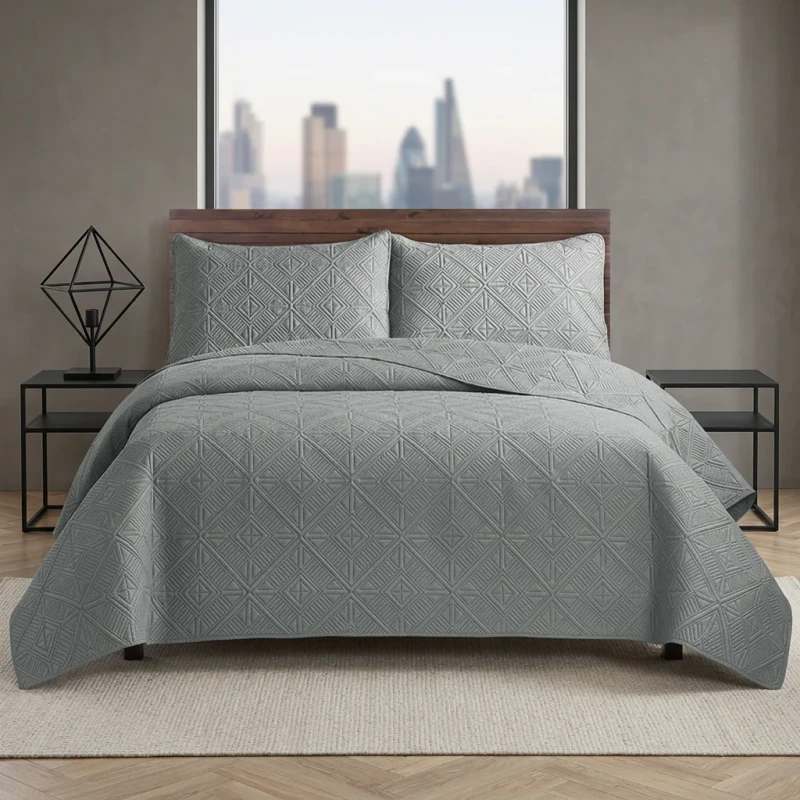 Solid-Color-Quilted-Bed-Cover-3PCS-Bedding-Set-Ultrasonic-Embossed-Reversible-Washable-Bedspread