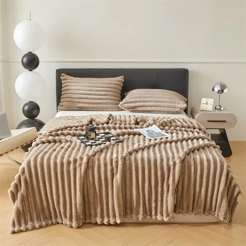 Solid-Color-Stripes-Blankets-Thorws-High-Weight-Custom-Blanket-Sofa-Decor-Flannel-Throw-Blanket