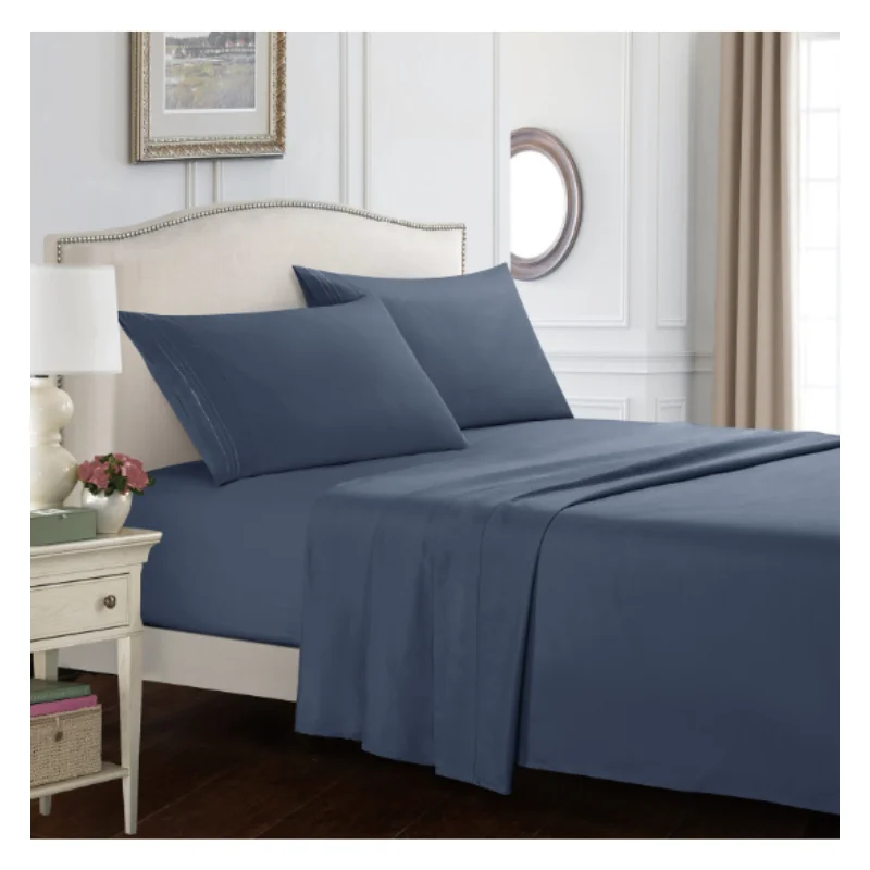 Solid-Color-Super-Soft-Microfiber-Flat-Sheet-Fitted-Sheet-4pcs-Bed-Cover-Sheet-Bedding-Set