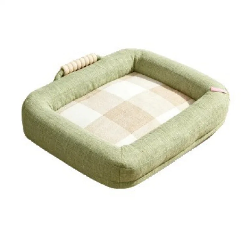 Solid-Faux-Linen-Cloth-Dog-Cat-Bed-Removable-Washable-Sleeping-Pad-Comfortable-All-Seasons-Medium-Dog-Indoor-Use