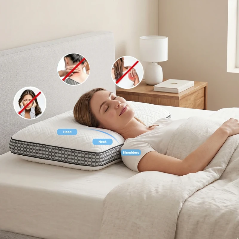 Solid-Memory-Foam-Pillow-Knit-Cover-Breathable-Cervical-Pillow-OEM-for-Side-Back-Stomach-Sleepers