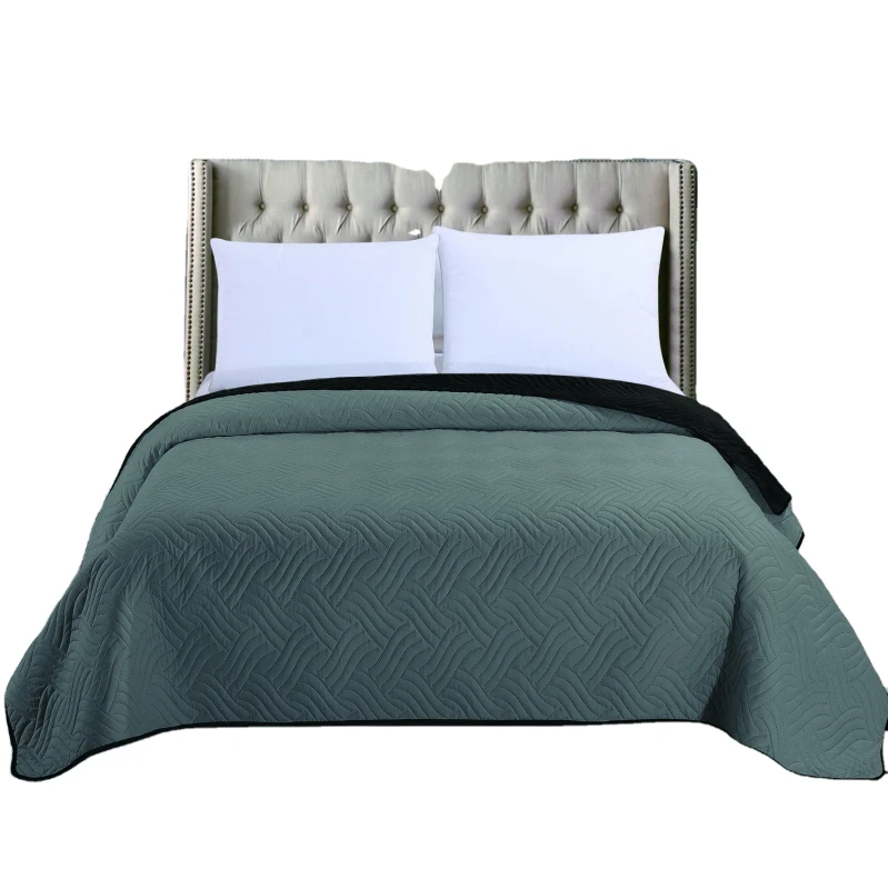 Solid-Pattern-Reversible-Coverlet-Set-Twin-Full-Queen-Size-Double-Colors-Quilted-Bedspread-Set
