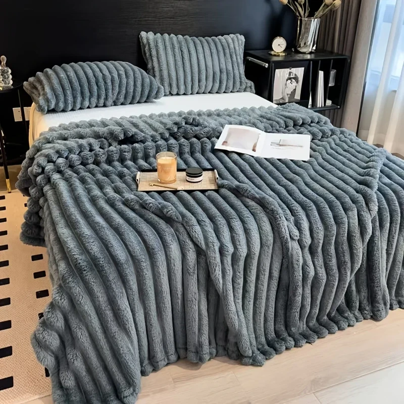 Solid-Thickened-Wide-Striped-Flannel-Multifunctional-Blanket-Sofa-Blanket-Nap-Blanket