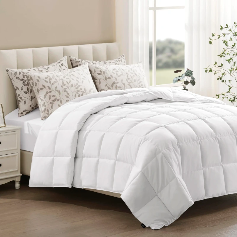 Solid-White-Ultra-Soft-Microfiber-Comforter-All-Season-Warmth-Fluffy-Bedding-Quilt-for-Home-Hotel-Use