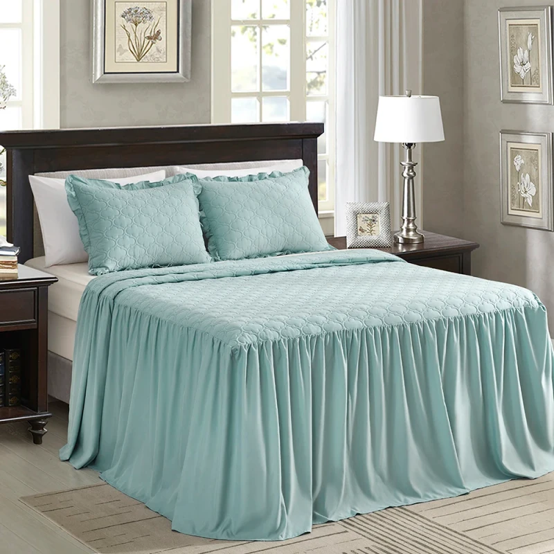 Southern-Style-Striped-Bed-Skirt-Dust-Resistant-Quick-Dry-Microfiber-for-Humid-Summers-and-Dry-Desert-Climates