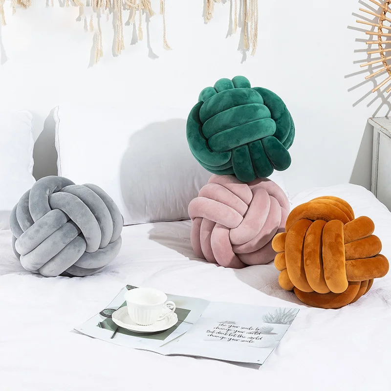 Spherical-Nordic-Luxury-Home-Decor-Knot-Throw-Pillow-Super-Soft-Velvet-Fabric-Hand-weave-Cushion-Knot-Pillow