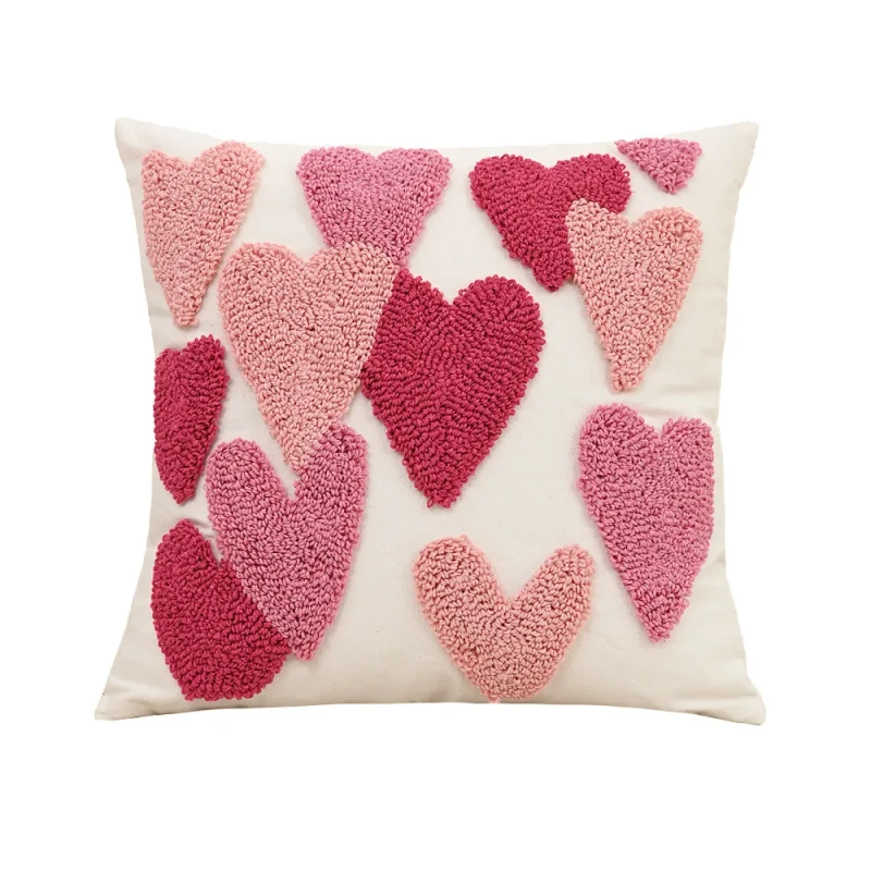 Spring-Valentine-Custom-Throw-Pillow-Heart-Boucle-Tufted-Embroidery-Decorative-Pillow-Covers
