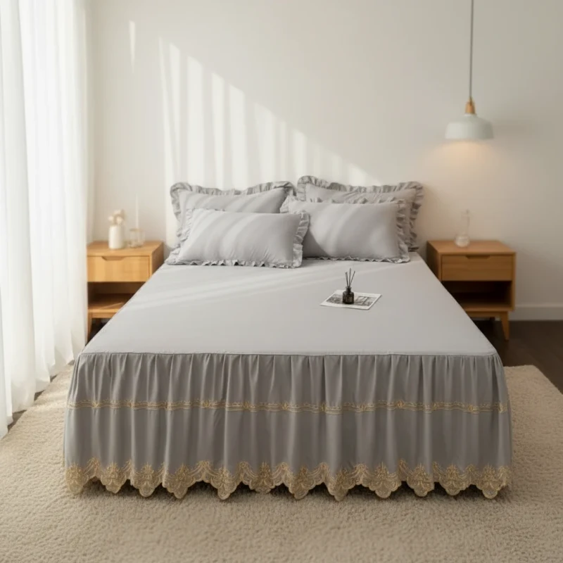 Spring-and-Summer-New-Swarovski-Embroidered-Lace-Luxury-Solid-Color-Bed-Skirt