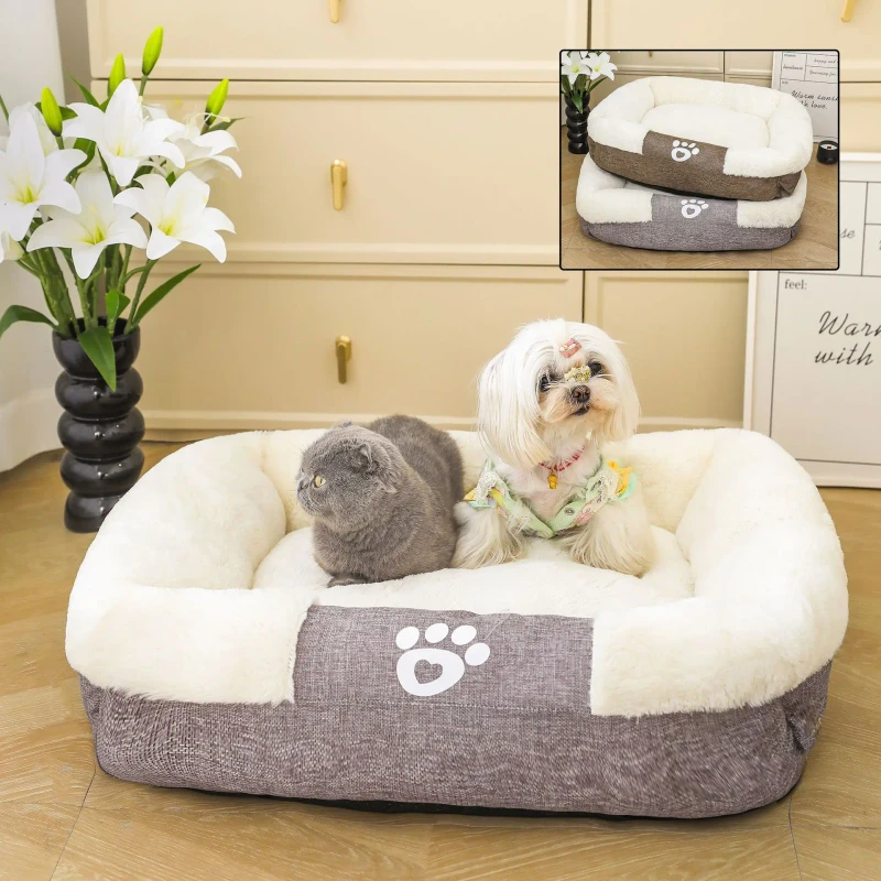 Square-Linen-Bed-Mat-Removable-Dog-Cat-Bed-Cave-Warm-Pet-Cage-Plush-Pet-Bed