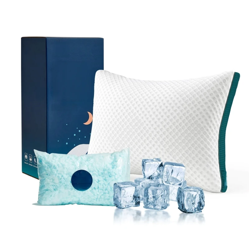 Standard-Shredded-Memory-Foam-Cooling-Bed-Adjustable-Washable-Pillow-For-Side-Back-Stomach-Sleeper