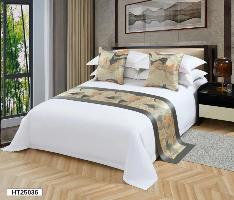 Standard-Size-Room-Nature-Dralon-Bed-Runner-Queen-Hotel-Luxury-Hotel-Bed-Runner-and-Cushion