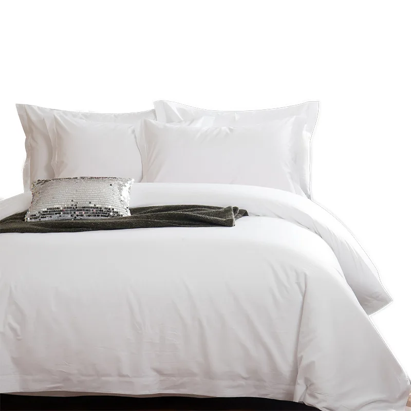 Star-rated-Hotel-Pure-Cotton-Satin-Fitted-Flat-Sheets-White-Solid-Color-Customizable-Simplicity-Style