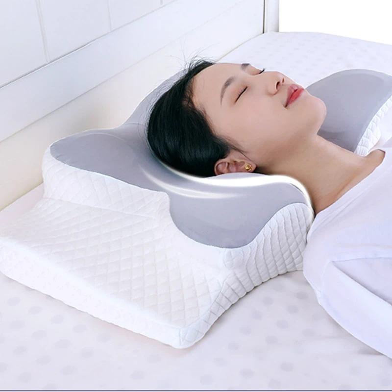Stocked-Ergonomic-Pain-Relief-Butterfly-Shape-Memory-Foam-Neck-Support-Bed-Odorless-Ergonomic-Contour-Memory-Foam-Pillow