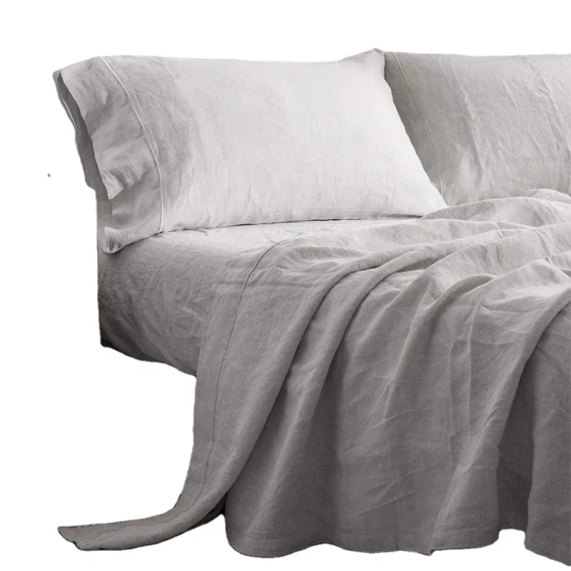 Stone-Washed-Rhomb-Bed-Linen-100-Linen-Sheet-Set-4-Pcs-Washed-French-Linen-Bed-Set-Flat-Sheet-Fitted-Sheet-Pillowcases