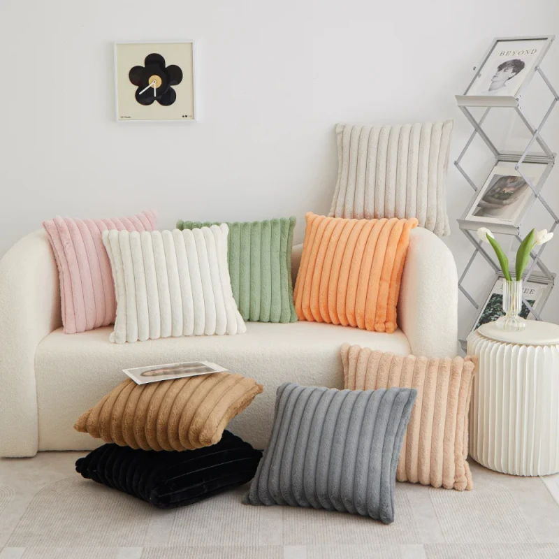 Striped-Faux-Rabbit-Fur-45-45cm-Vertical-Strip-Throw-Pillow-Home-Fabric-Sofa-Decoration-Cushion-Bedroom-Waist-Pillow