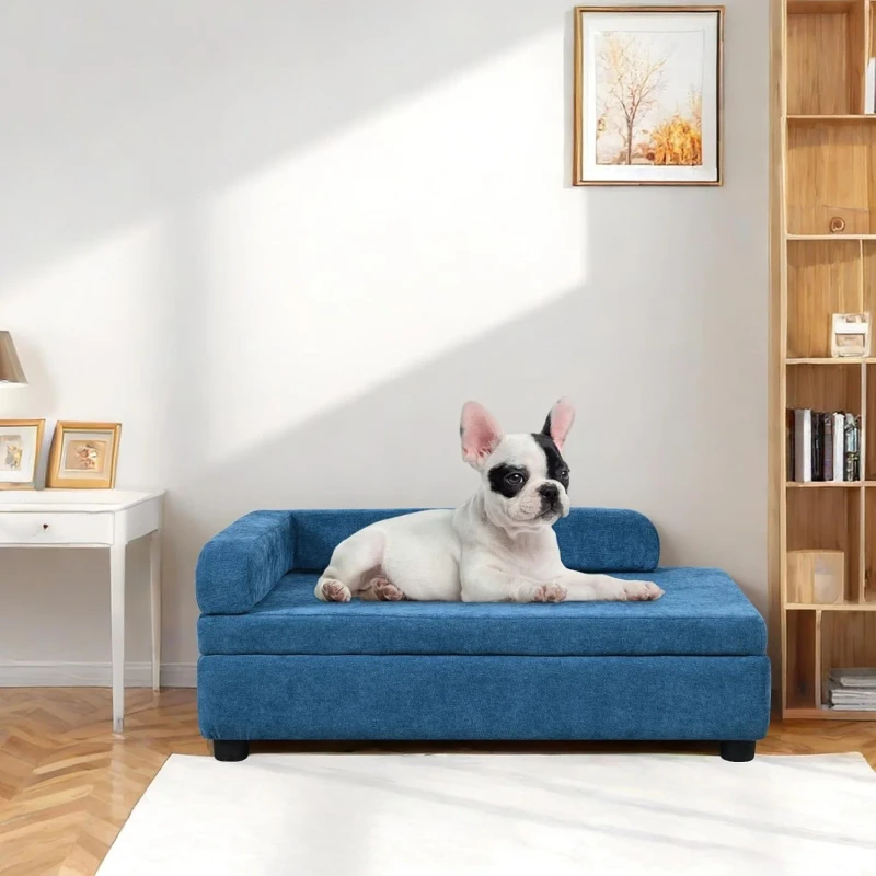 Sturdy-Wooden-Pet-Sofa-Bed-with-Soft-Linen-Cover-Comfortable-Support-for-Cats-and-Dogs-All-Season-Suitable-Pet-Furniture