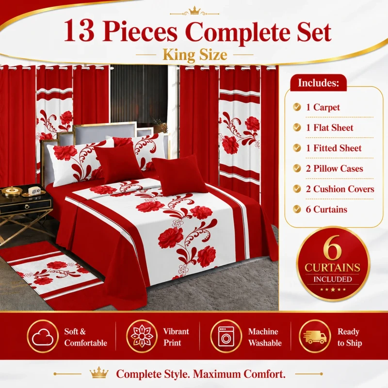 Sublime-Luxury-13-Pieces-King-Size-Bed-Sheet-Set-Bedroom-and-Bathroom-Bedding-Set-with-Matching-Curtains