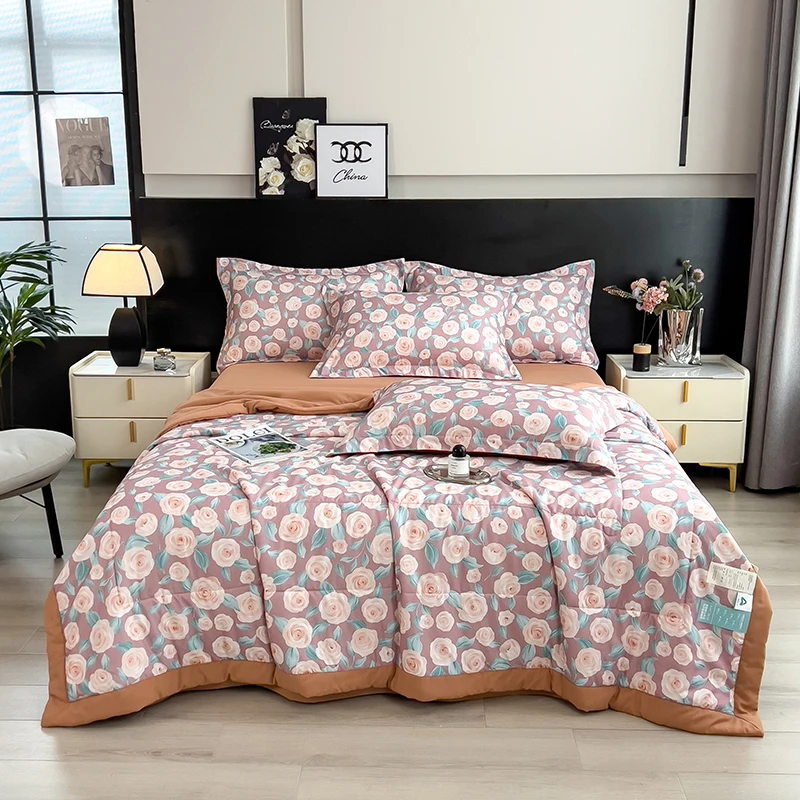 Summer-Comforter-Set-Printed-Washed-Cotton-Soft-Smooth-Cooling-Eco-friendly-Quality-Home-Hotel-Bedroom