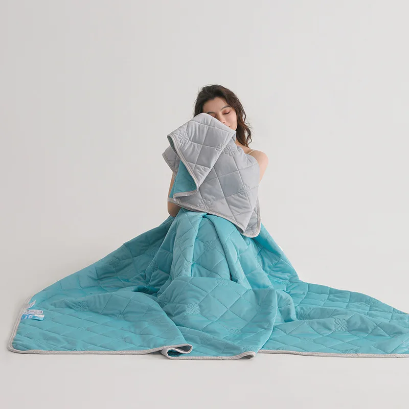 Summer-Cool-Feeling-Silk-Ice-Cream-Quilt-Solid-Color-Air-Conditioner-Embossed-Gift-Quilt-Core