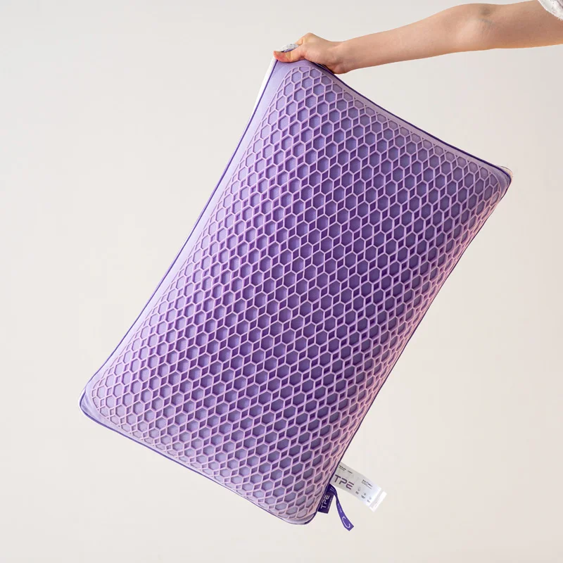 Summer-Cooling-TPE-Pillow-Sleeping-Side-and-Back-Sleepers-AB-Side-Polyester-CoolPillow-for-Neck-Pain-Relief-Purple-Pillow