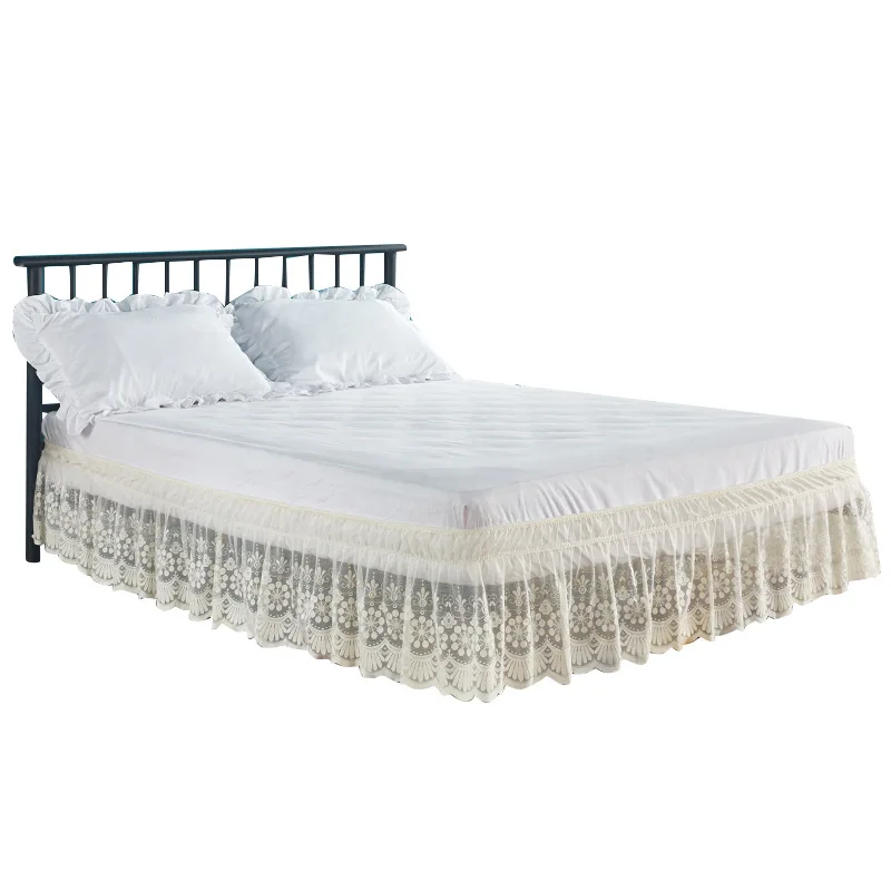 Summer-Home-Single-Piece-Bed-Skirt-Solid-Color-Plant-Pattern-100-Polyester-200TC-Disposable-Elastic-Bedspread-Bed