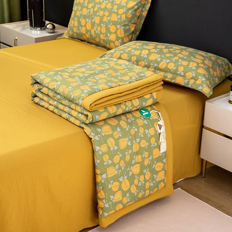 Summer-Quilt-Bedding-Set-Class-a-Certified-Double-Layer-Wash-Cotton-5-Soybean-95-Polyester-Filled-Ice-Silk-Thin-Comforter